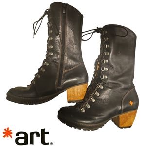 Art Women's Black Lace Up Boots